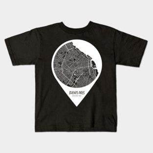 Buenos Aires, Argentina City Map - Travel Pin Kids T-Shirt